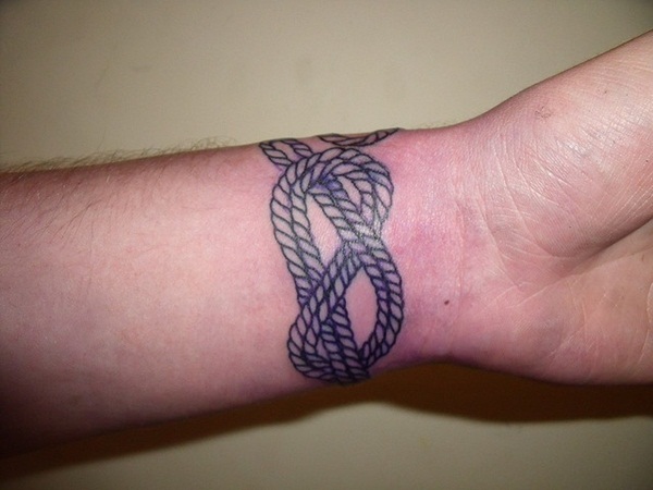 Rope Knot Tattoo On Left Wrist