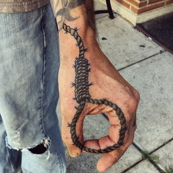 Rope Tattoo On Man Left Hand