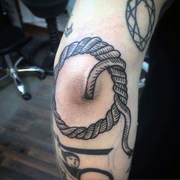 Rope Tattoo On Right Elbow