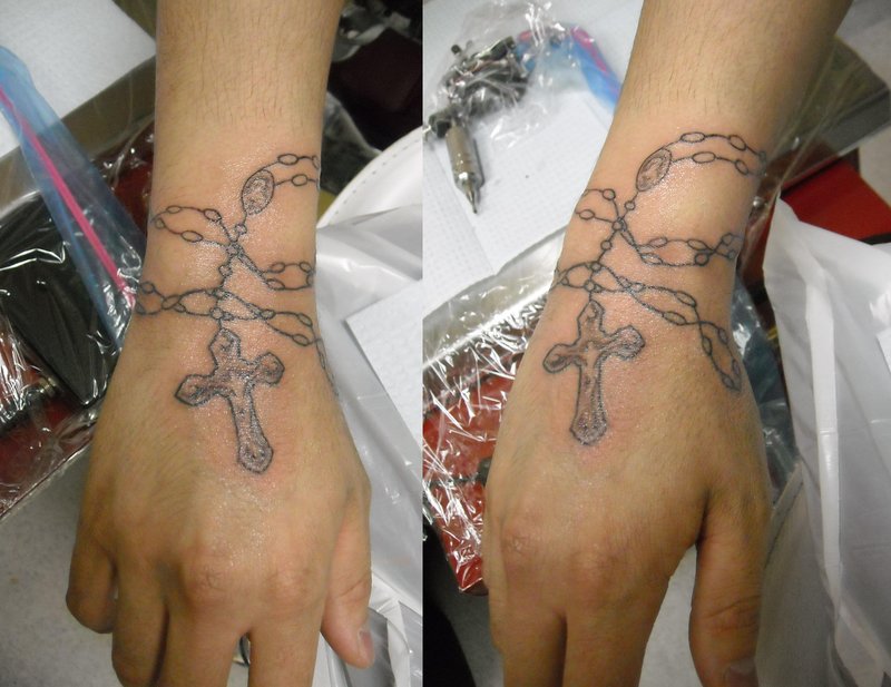 Rosary Beads Wristband Tattoo By Ventisca Seer