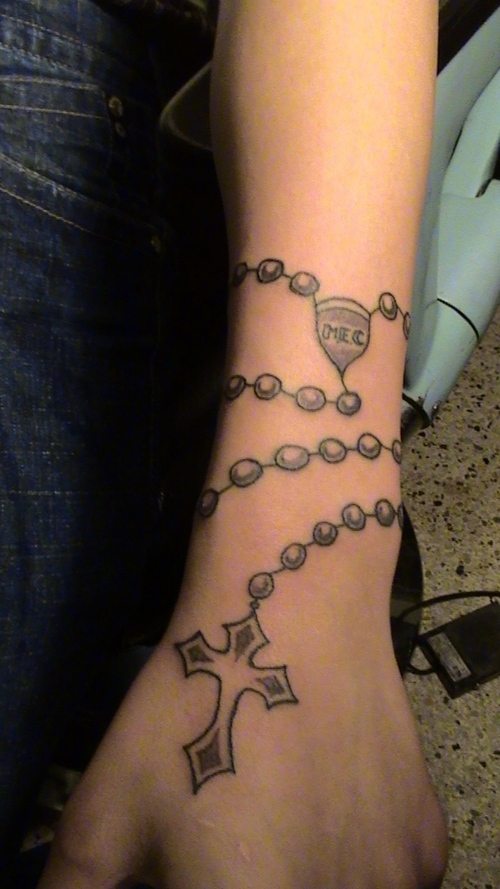 Rosary Beads Wristband Tattoo
