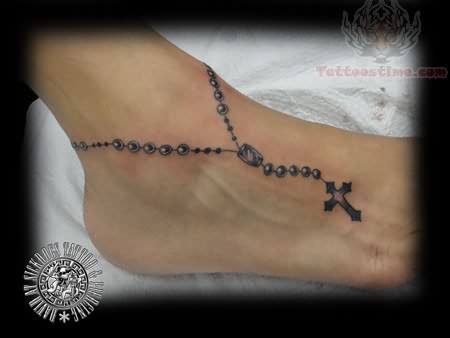 Rosary Bracelet Foot Tattoo