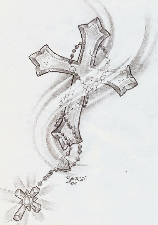 Rosary Cross Shine Tattoo Design By 2Face