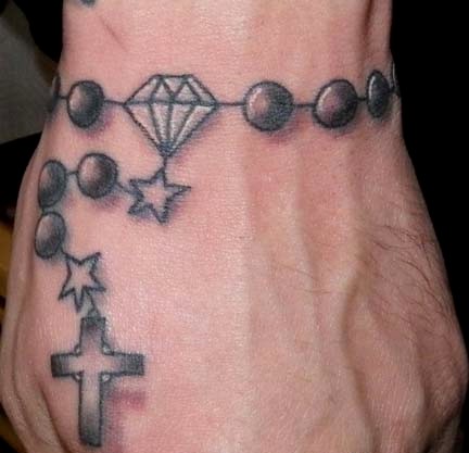Rosary Diamond Tattoo On Hand