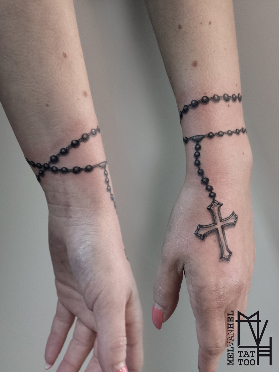 Rosary Wrist Tattoo By Electronic Sin