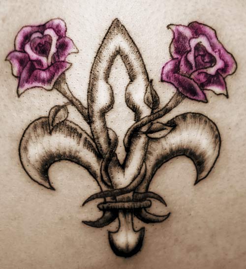 Roses Fleur De Lis Tattoo