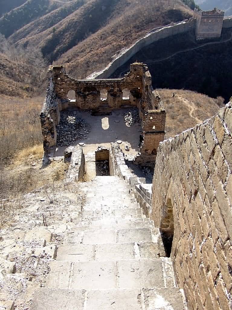 Ruins Of A Watchtower On The Great Wall Of China
