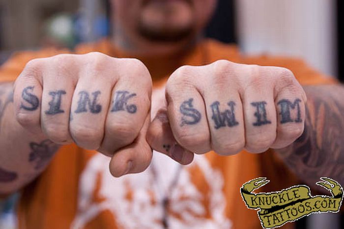 Sailor Inspired Both Hands Knuckle Tattoo For Men