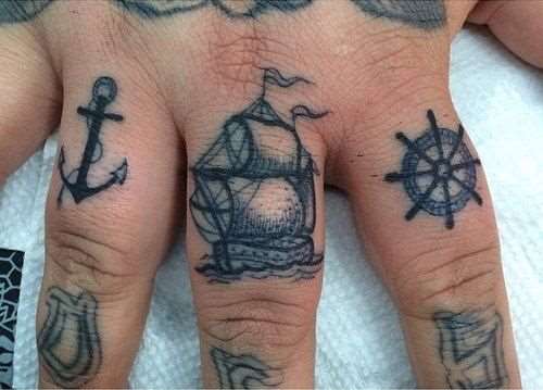 Sailor Inspired Finger Tattoos