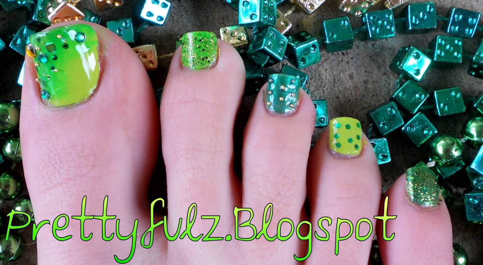 Saint Patrick's Day Nail Art For Toe Nails