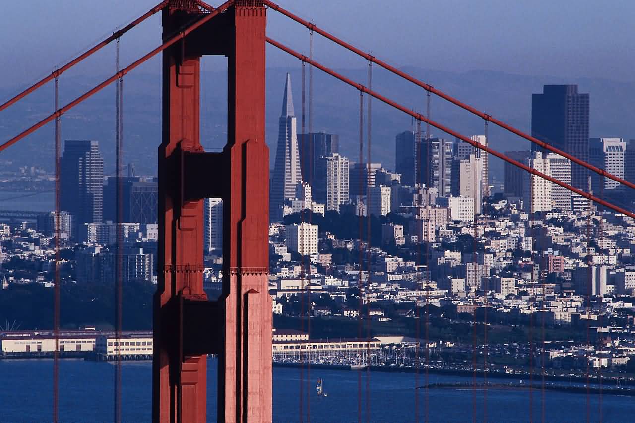 San Francisco City As Seen From The Golden Gate Bridge