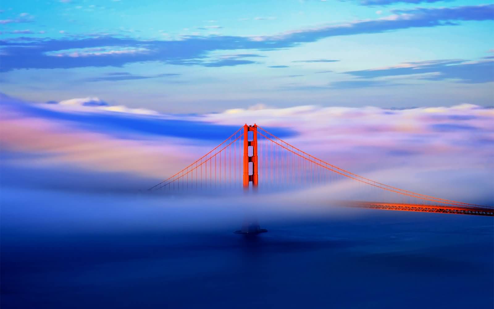 San Francisco Golden Gate Bridge Covered With Clouds