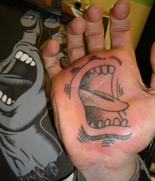 Screaming Man Hand Tattoo