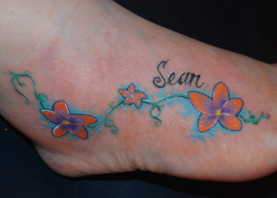 Sean Flowers Tattoo On Foot