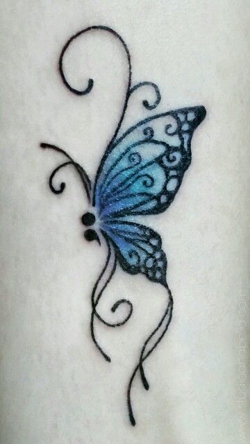 Semicolon Butterfly Tattoo Design
