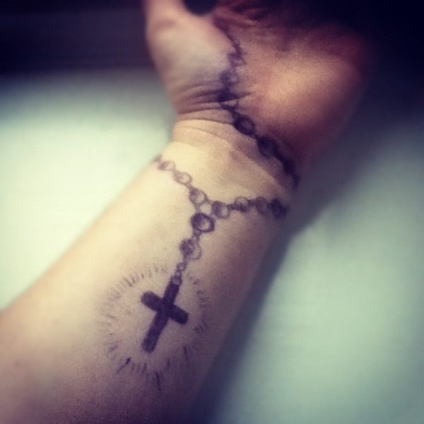 Shining Rosary Wrist Tattoo