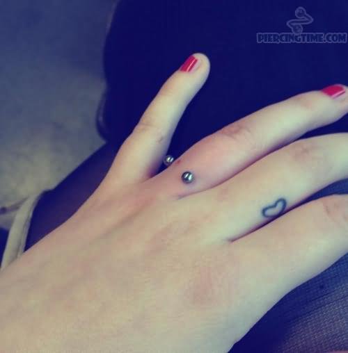 Side Finger Heart Tattoo For Young Girls