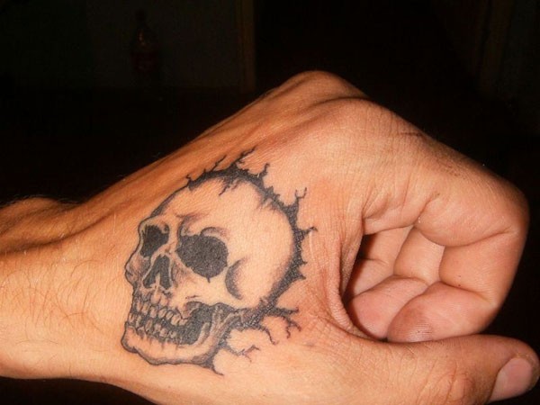 Side Hand Skull Tattoo For Men