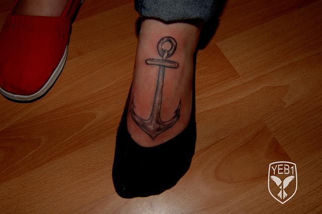 Simple Anchor Foot Tattoo
