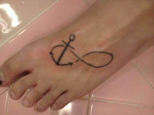 Simple Anchor Infinity Tattoo On Foot