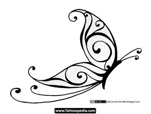 Simple Black Butterfly Tattoo Design