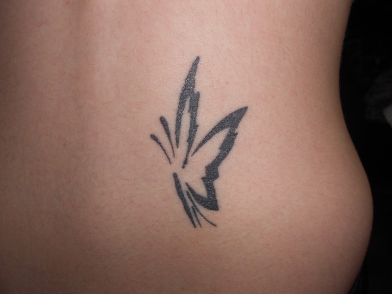 Simple Black Butterfly Tattoo For Women