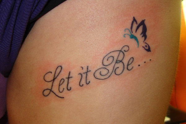 Simple Butterfly With Wording Tattoo