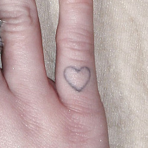 Simple Outline Heart Finger Tattoo