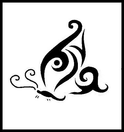Simple Tribal Butterfly Tattoo Design
