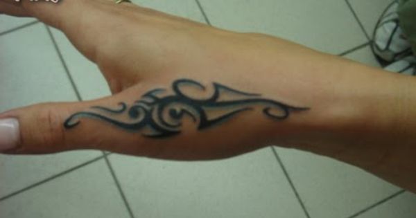 Simple Tribal Tattoo On Right Hand