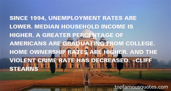 Since 1994, unemployment rates are lower. Median household income is higher. A greater percentage of Americans are graduating from college. Home ... - Cliff Stearns