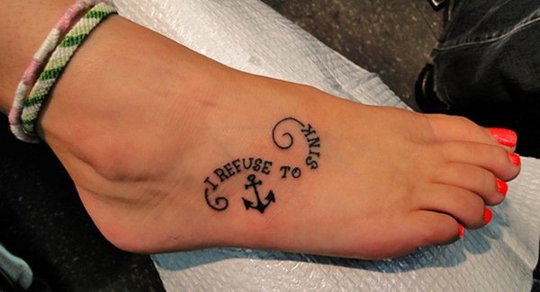 Sink Anchor Tattoo On Foot For Girls