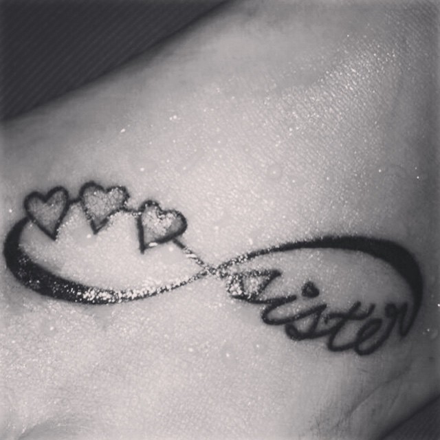 Sister Love Infinity Foot Tattoo