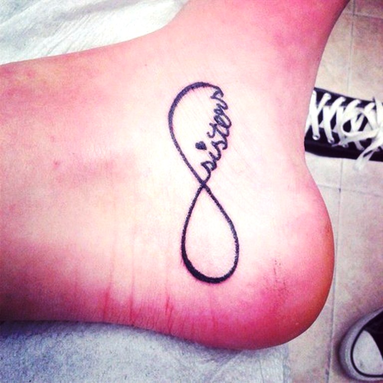 Sisters Infinity Tattoo On Foot