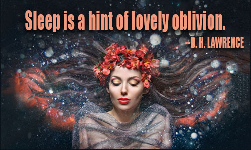 Sleep is a hint of lovely oblivion. D. H. Lawrence