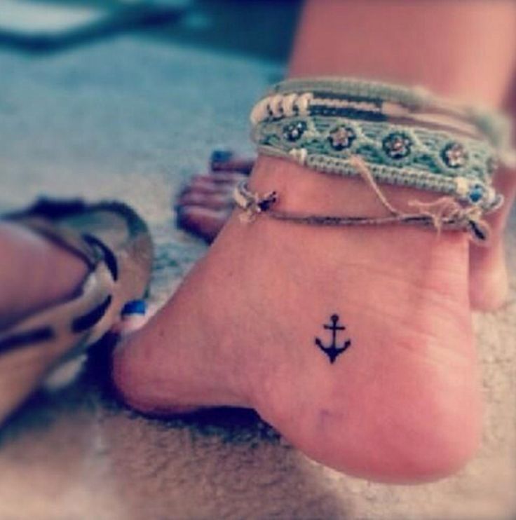 Small Anchor Foot Tattoo For Girls
