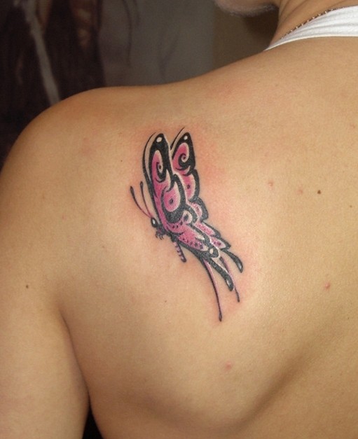Small Butterfly Tattoo On Back Shoulder