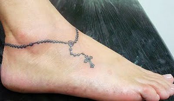 Small Cross Ankle Bracelet Tattoo