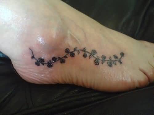 Small Floral Vine Tattoo On Foot