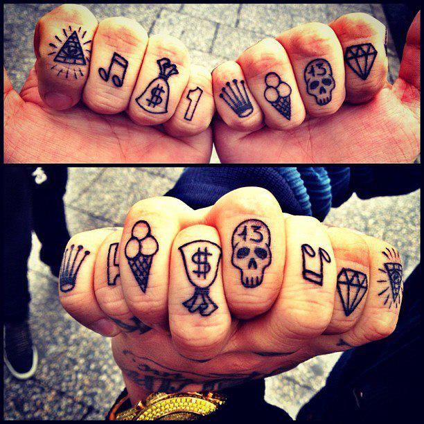 Small Knuckle Symbols Tattoos