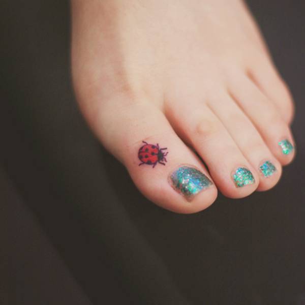 Small Ladybug Tattoo On Girl Toe By Seoeon