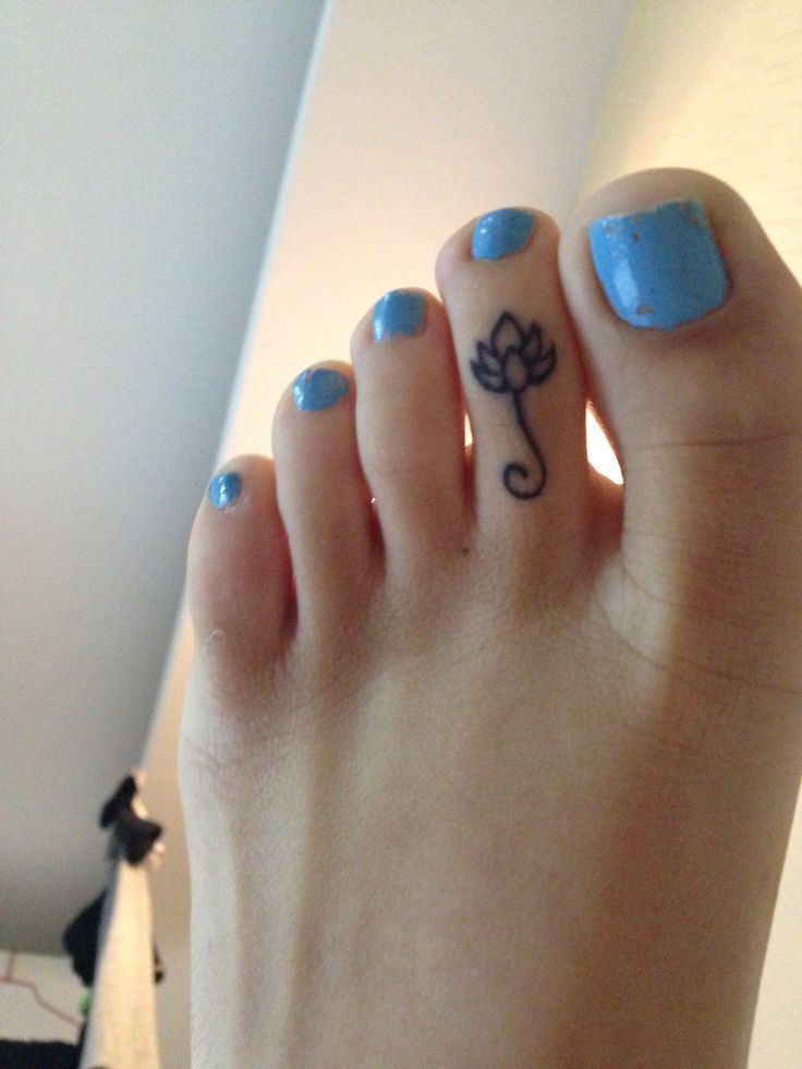 Small Lotus On Toe Tattoo For Girls