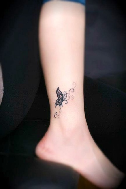 Small Lovely Butterfly Tattoo On Ankle