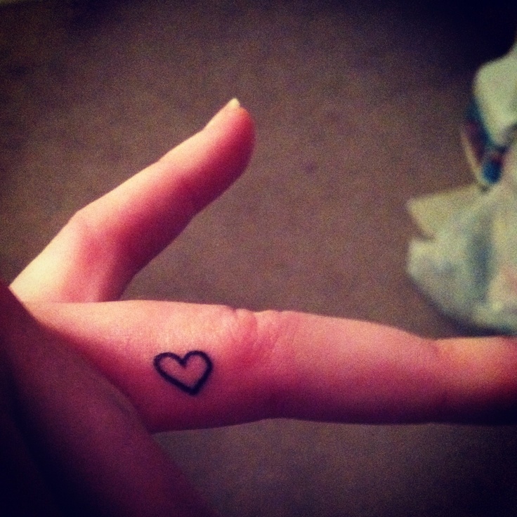 Small Outline Heart Tattoo On Finger