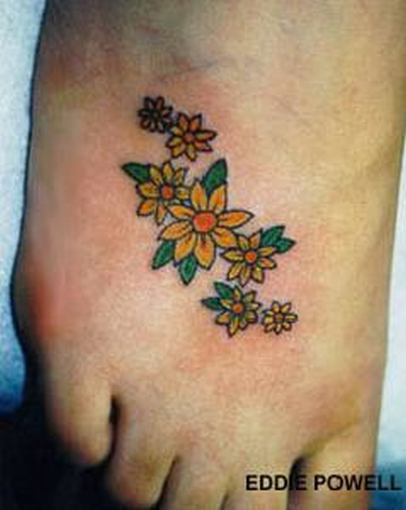 33 Sun Flower Foot Tattoos