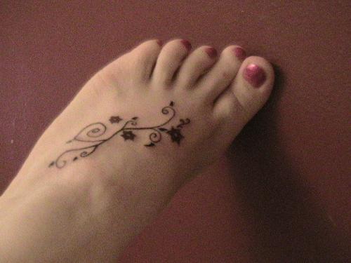 Small Vine Foot Tattoo For Girls