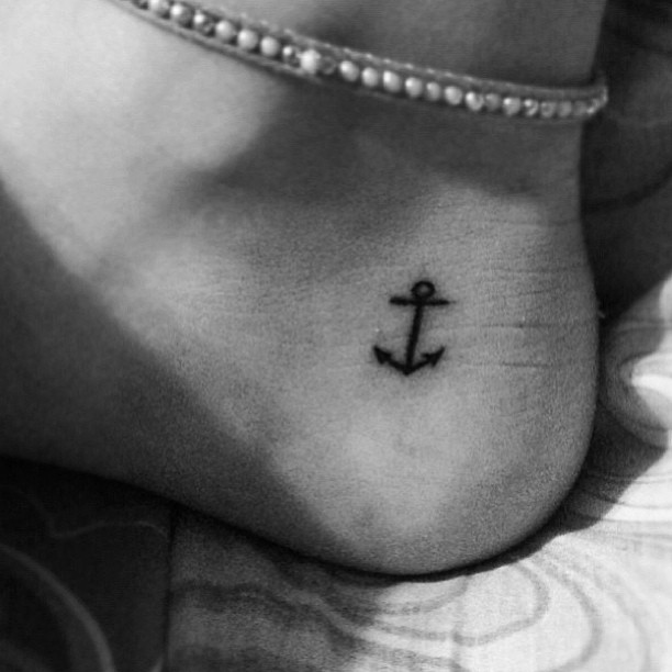 Smallest Black Anchor Foot Tattoo