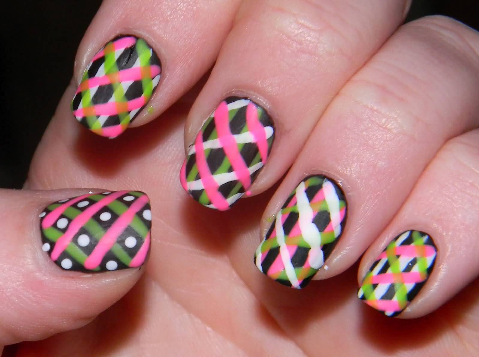 Stripes Design Spring Nail Art