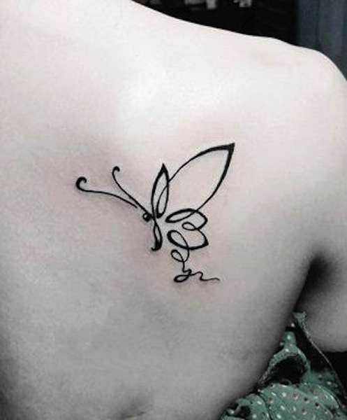 Stylish Butterfly Tattoo On Right Back Shoulder