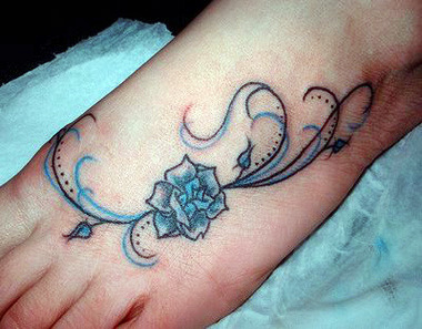 Stylish Color Rose Tattoo On Foot